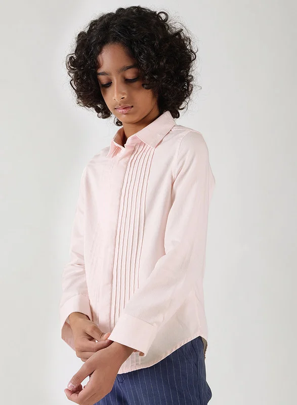 One Friday One Friday Boys Pink Regular Fit Full Sleeve Solid Shirts