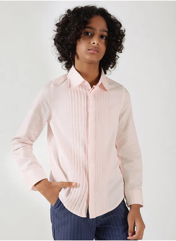 One Friday One Friday Boys Pink Regular Fit Full Sleeve Solid Shirts