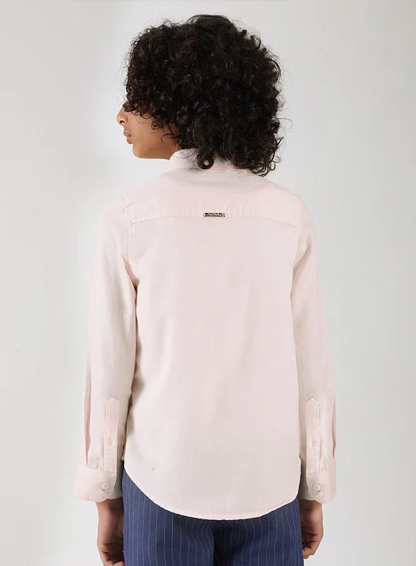 One Friday One Friday Boys Pink Regular Fit Full Sleeve Solid Shirts