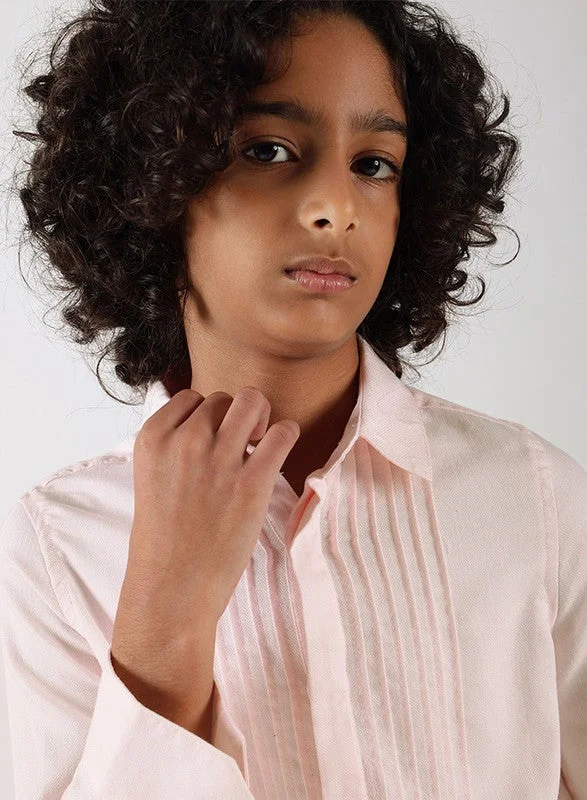 One Friday One Friday Boys Pink Regular Fit Full Sleeve Solid Shirts