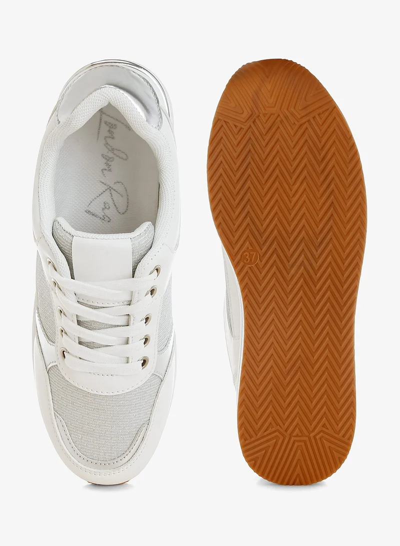 London Rag  London Rag Women's Faux Leather & Mesh Sneakers In White for Women | Best Price UAE