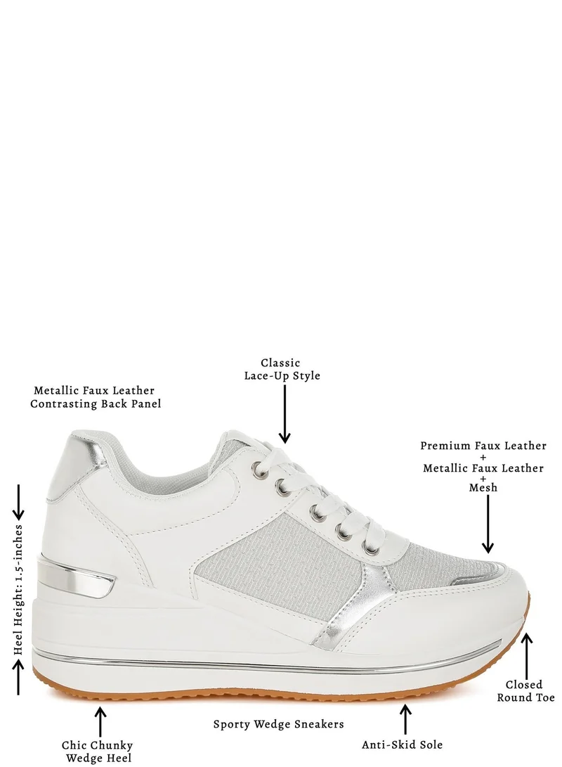 London Rag  London Rag Women's Faux Leather & Mesh Sneakers In White for Women | Best Price UAE