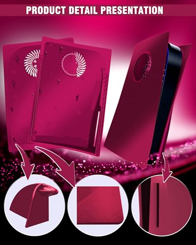 Joso Faceplate for PS5 Disc Edition, Anti-Scratch Dustproof Case Replacement, Cover Skin Fit for PS5 Console (CD-ROM) with Cooling Vent, Plates for PS5 Accessories, Easy Installation - Cosmic Red - Image 4