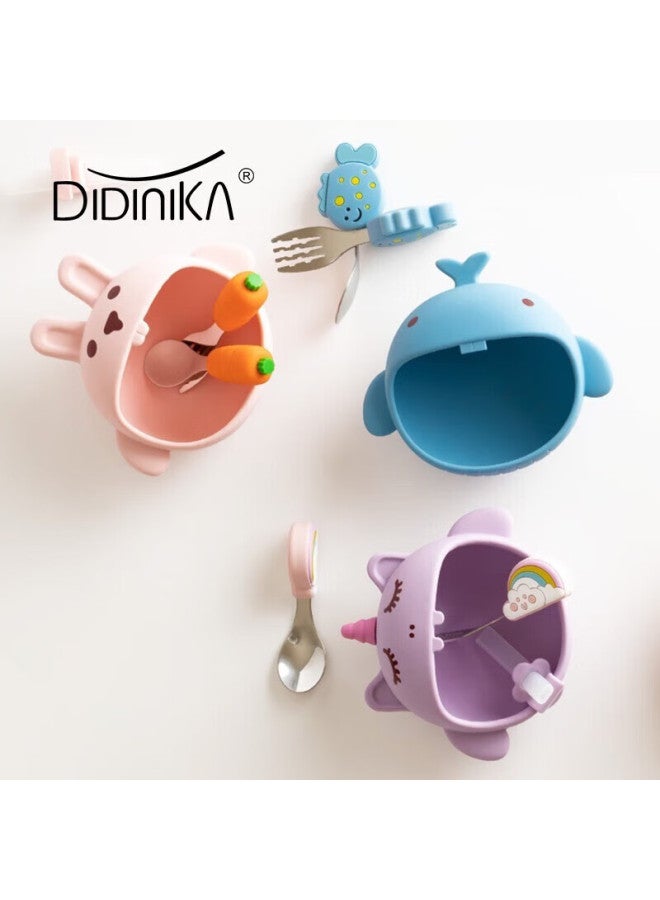 Didinika Baby Food Bowl, Silicone Anti-fall Design For Infants 6 Months And Above, Portable For Children 1-3 Years Old, Purple Star Tianma