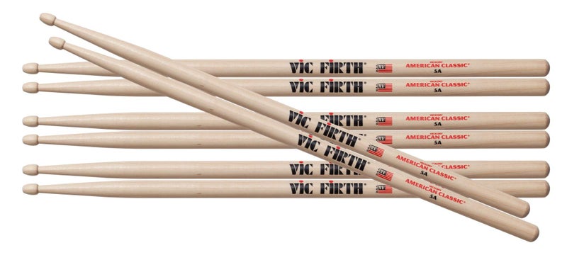 Vic Firth P5A.3-5A.1 American Classic Wood Tip Drumsticks (Pack of 4) - Image 2