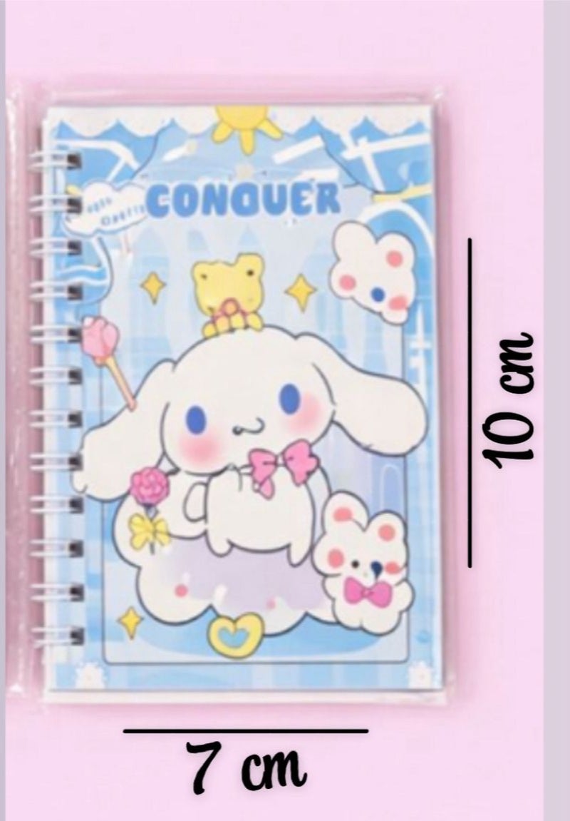 Small notebook with children's drawings of Kuromi  Cinnamoroll, wire-bound, size 10 × 7 cm, for school and office supplies (pack of 4 pieces) - Image 2