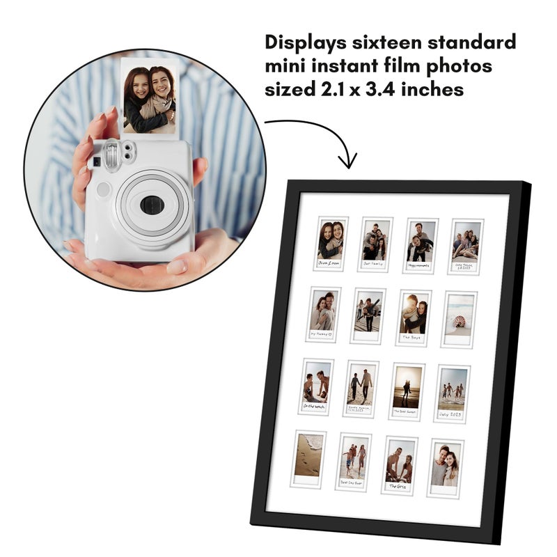 Americanflat 15x20 Picture Frame with 16 Openings for 2x3 Instant-Print Photos - Black Mini Picture Frames for Wall Display with Polished Plexiglass - Image 4