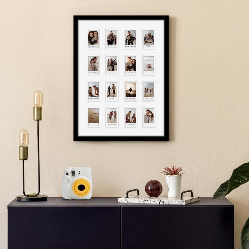 Americanflat 15x20 Picture Frame with 16 Openings for 2x3 Instant-Print Photos - Black Mini Picture Frames for Wall Display with Polished Plexiglass - Image 5