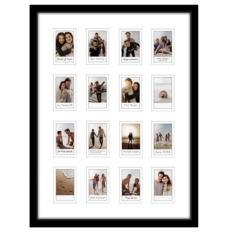 Americanflat 15x20 Picture Frame with 16 Openings for 2x3 Instant-Print Photos - Black Mini Picture Frames for Wall Display with Polished Plexiglass - Image 1