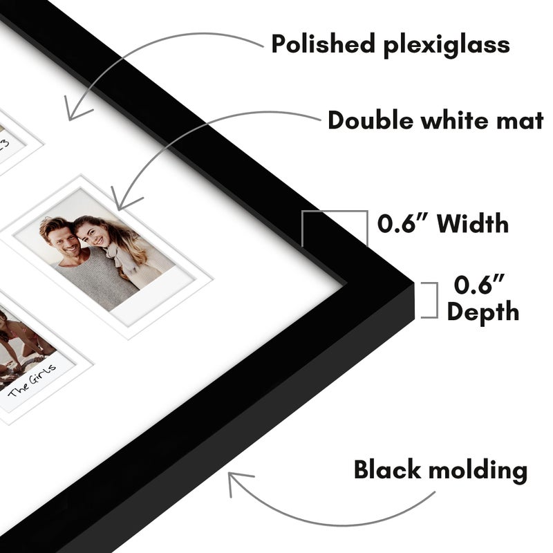 Americanflat 15x20 Picture Frame with 16 Openings for 2x3 Instant-Print Photos - Black Mini Picture Frames for Wall Display with Polished Plexiglass - Image 3