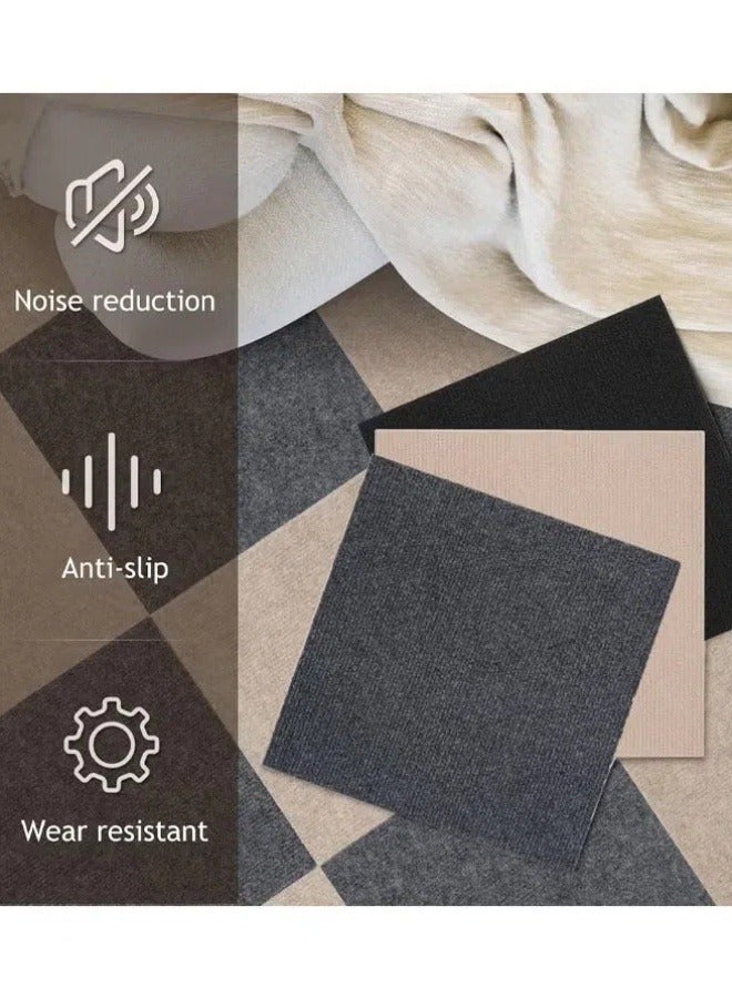 الدليبن سجادة لعب للأطفال، 6 قطع من بلاط أرضيات السجاد ذاتية اللصق، قابلة للقص واللصق، قابلة للتقشير واللصق، أرضيات DIY لغرفة الأطفال، صالون المنزل، غرفة النوم (أسود) - Image 4