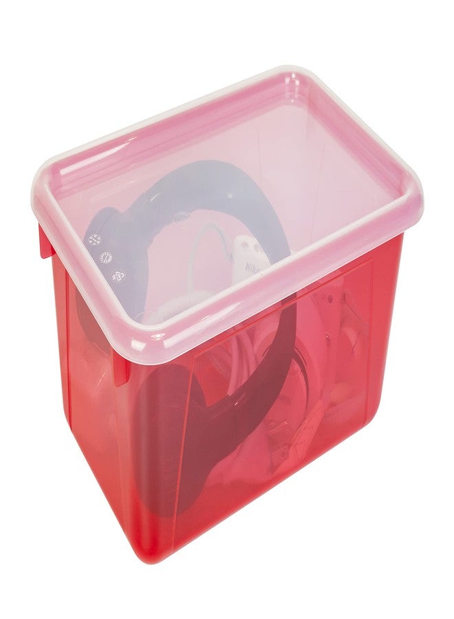 ستوريكس صناديق تخزين صغيرة من ستوركس - حاويات تخزين بلاستيكية للفصول الدراسية بغطاء غير قابل للإغلاق، 12.2 × 7.8 × 5.1 بوصة، لون أحمر فاتح، عبوة من 5 قطع (62481U05C) - Image 5