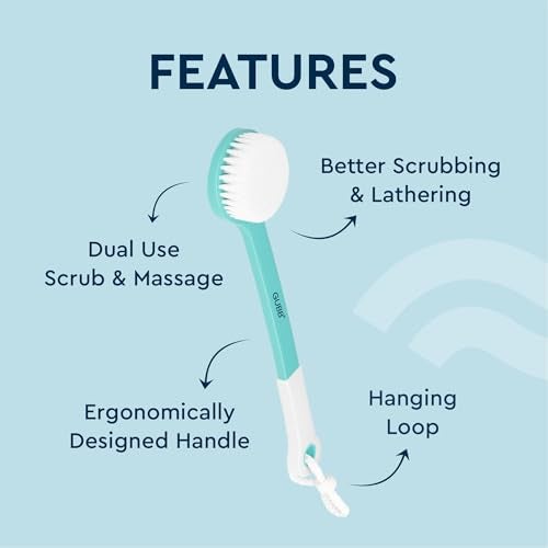 GUBB Bath Brush With Extended Handle - Dual Sided Exfoliating Brush for Cleansing, Gentle Exfoliation, and Invigorating Massage - Soft Nylon Bristles Ideal for Knees, Elbows, and Ankles - Spa-Quality Bathing Experience at Home - Image 3