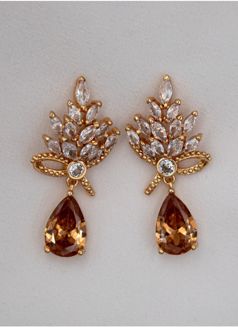 mjuhurat - golden stone earrings perfect for daily wear for girls - Image 1