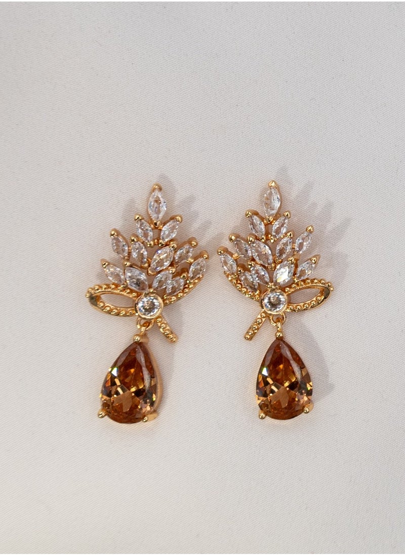 mjuhurat - golden stone earrings perfect for daily wear for girls - Image 1
