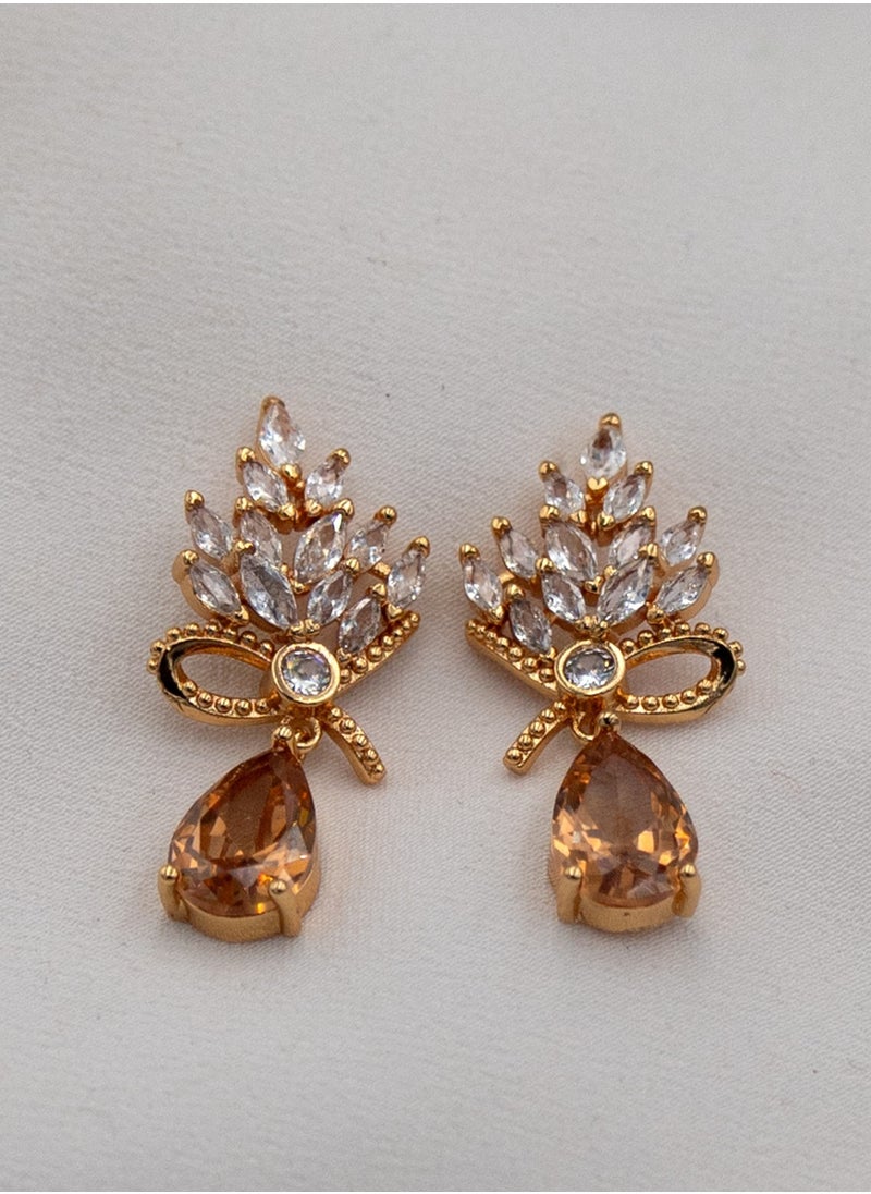 mjuhurat - golden stone earrings perfect for daily wear for girls - Image 1