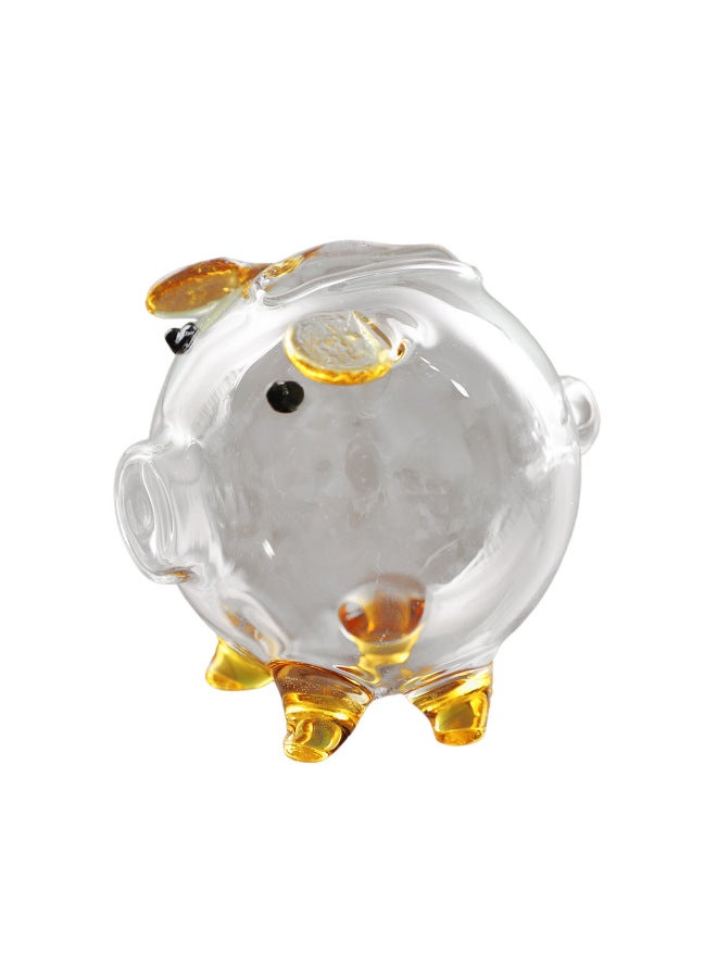 Gold Bean Transparent Piggy Bank Piggy Glass Bottle Small Gold Bean Storage Bottle Wishing Bottle Gold Bean Storage Bottle Lucky Bag-Color:7*6*7 Golden Long Mouth - Image 2