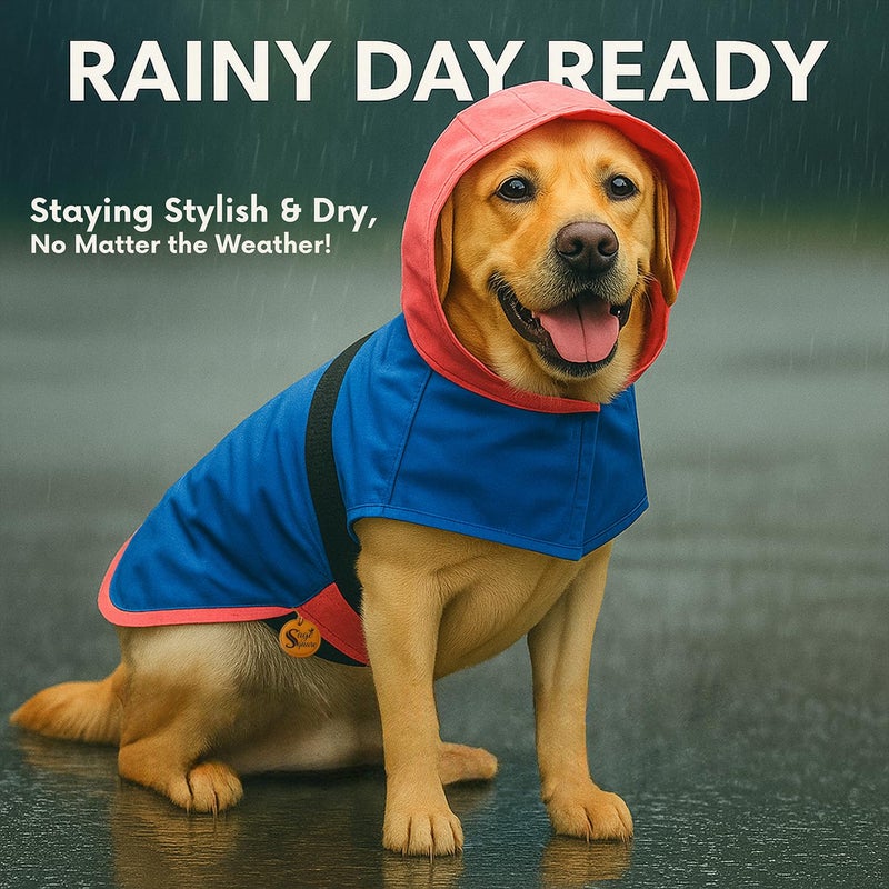 Sage Square Dog Raincoat | Waterproof Pet Jacket with Hood & Leash Hole | Lightweight & Breathable Fabric | Adjustable Strap | Coat Protects Against Rain, Mud, Ticks & Fleas (20Inch) (Medium) - Image 3