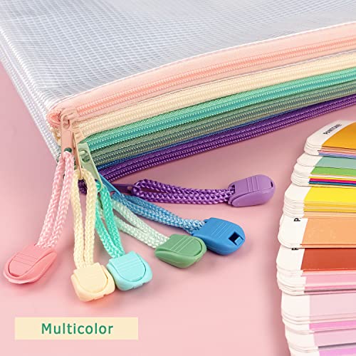Tamaki 6 Pack Mesh Zipper Pouch with Label Pocket, Waterproof Zipper Bags, Document Bag Letter/A4, Durable Pouches for Organization Bag Board Game Storage - Image 5