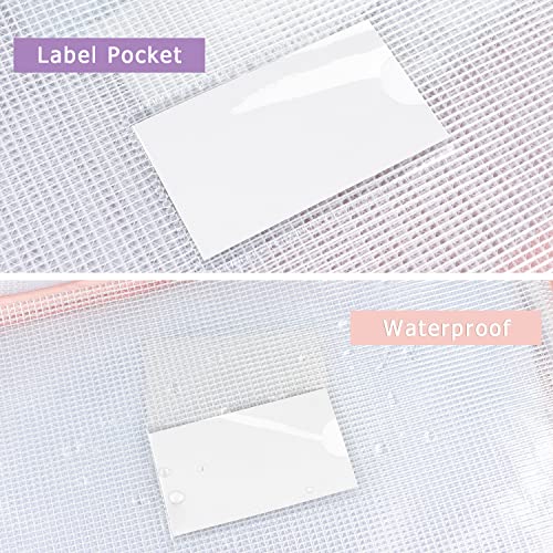 Tamaki 6 Pack Mesh Zipper Pouch with Label Pocket, Waterproof Zipper Bags, Document Bag Letter/A4, Durable Pouches for Organization Bag Board Game Storage - Image 4