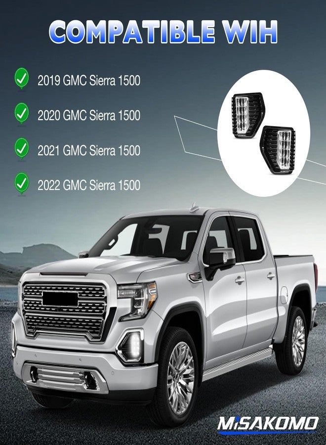 Misakomo Fog Lights - LED Fog Lamps Assembly Compatible with 2019 2020 2021 2022 GMC Sierra 1500 - Front Bumper Driving Fog Light Replacement for 23243505, 23243506, 23243489, and 23243488 with Wires & Switch - Image 3