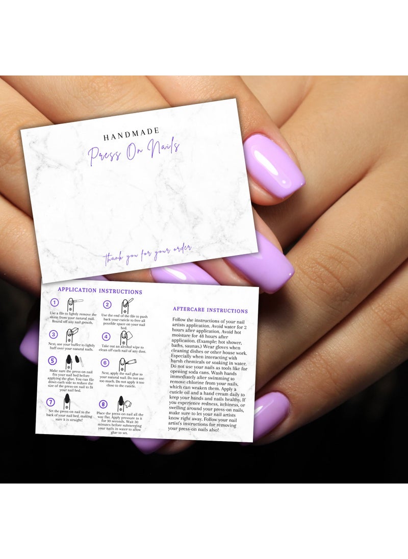 Lashicorn Handmade Acrylic Press On Nails Display Card | 5x7” 30 pk | w/Application Aftercare Instructions Inserts Marble for Packaging in Your 6 * 9 Holographic Bags Use With Double Sided Tape  - Image 5