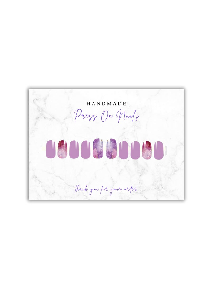 Lashicorn Handmade Acrylic Press On Nails Display Card | 5x7” 30 pk | w/Application Aftercare Instructions Inserts Marble for Packaging in Your 6 * 9 Holographic Bags Use With Double Sided Tape  - Image 2