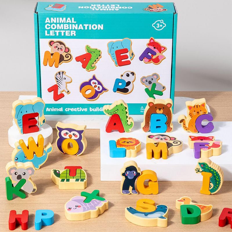 Animal Alphabet Puzzle Wooden Educational Matching Letter Game For Preschool Reading Vocabulary Building - Image 3