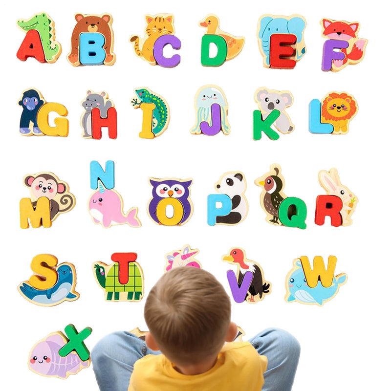 Animal Alphabet Puzzle Wooden Educational Matching Letter Game For Preschool Reading Vocabulary Building - Image 2