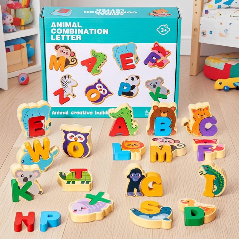 Animal Alphabet Puzzle Wooden Educational Matching Letter Game For Preschool Reading Vocabulary Building - Image 4