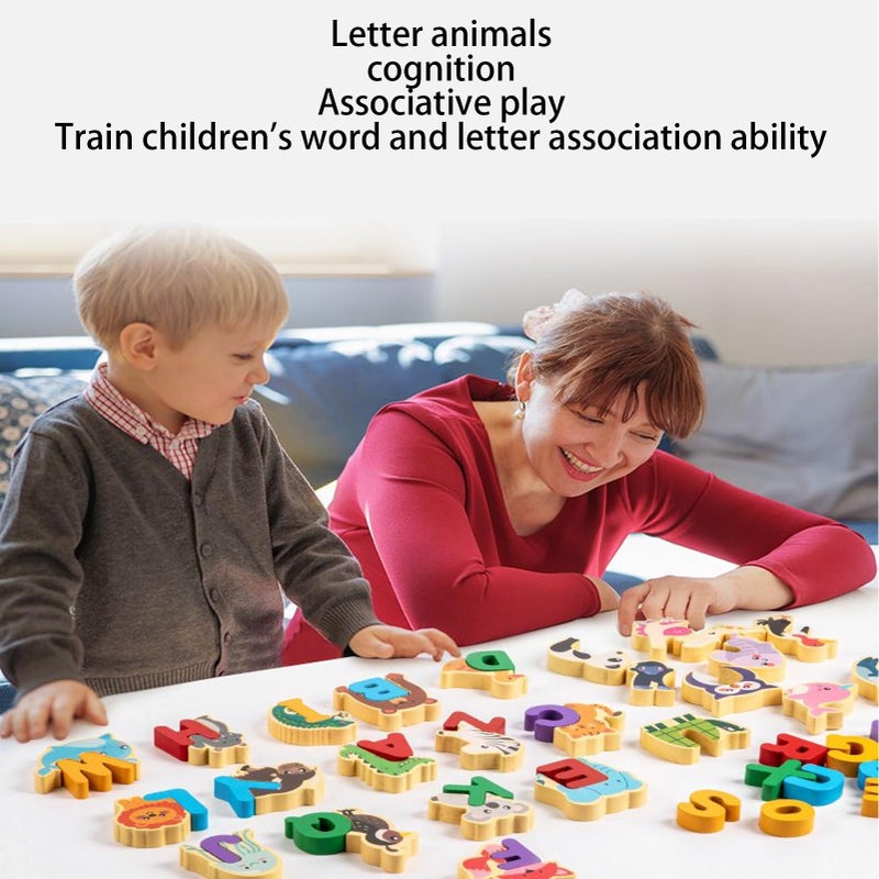 Animal Alphabet Puzzle Wooden Educational Matching Letter Game For Preschool Reading Vocabulary Building - Image 5