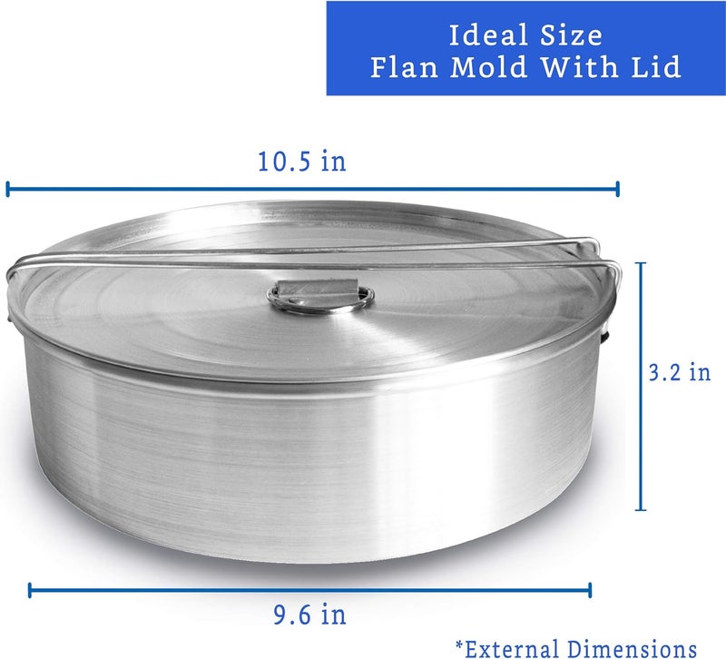 GLOBE ROCKET Flan Mold with Lid - Oversized XL (10.5 x 3.2 in) - Authentic Mexican Flan Pan - Flan Molds for Baking with Water Bath - Molde para Flan - Flaneras Moldes con Tapa Baño Maria - Image 2