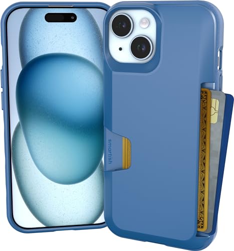 Smartish® iPhone 15 Wallet Case - Wallet Slayer Vol. 1 [Slim + Protective] Credit Card Holder - Drop Tested Hidden Card Slot Cover Compatible with Apple iPhone 15 - Blues on The Green - Image 1