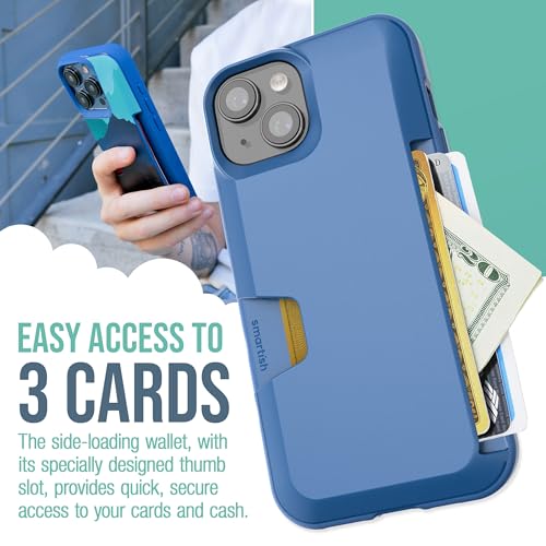 Smartish® iPhone 15 Wallet Case - Wallet Slayer Vol. 1 [Slim + Protective] Credit Card Holder - Drop Tested Hidden Card Slot Cover Compatible with Apple iPhone 15 - Blues on The Green - Image 2