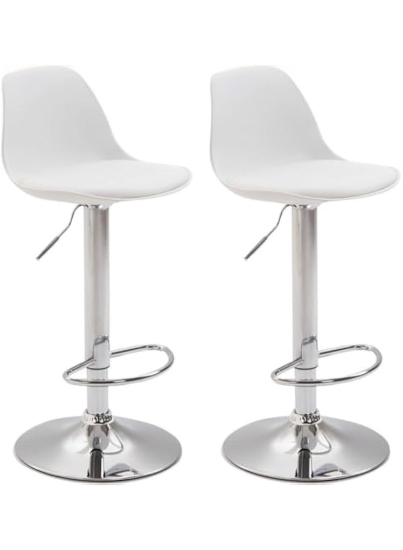 ميبل لديكور المنزل Maple Home Decoration Swivel High Chair Bar Stool Adjustable Up Down Stainless Steel Base Office Restaurant Furniture (White 2 Pcs)  - Image 1