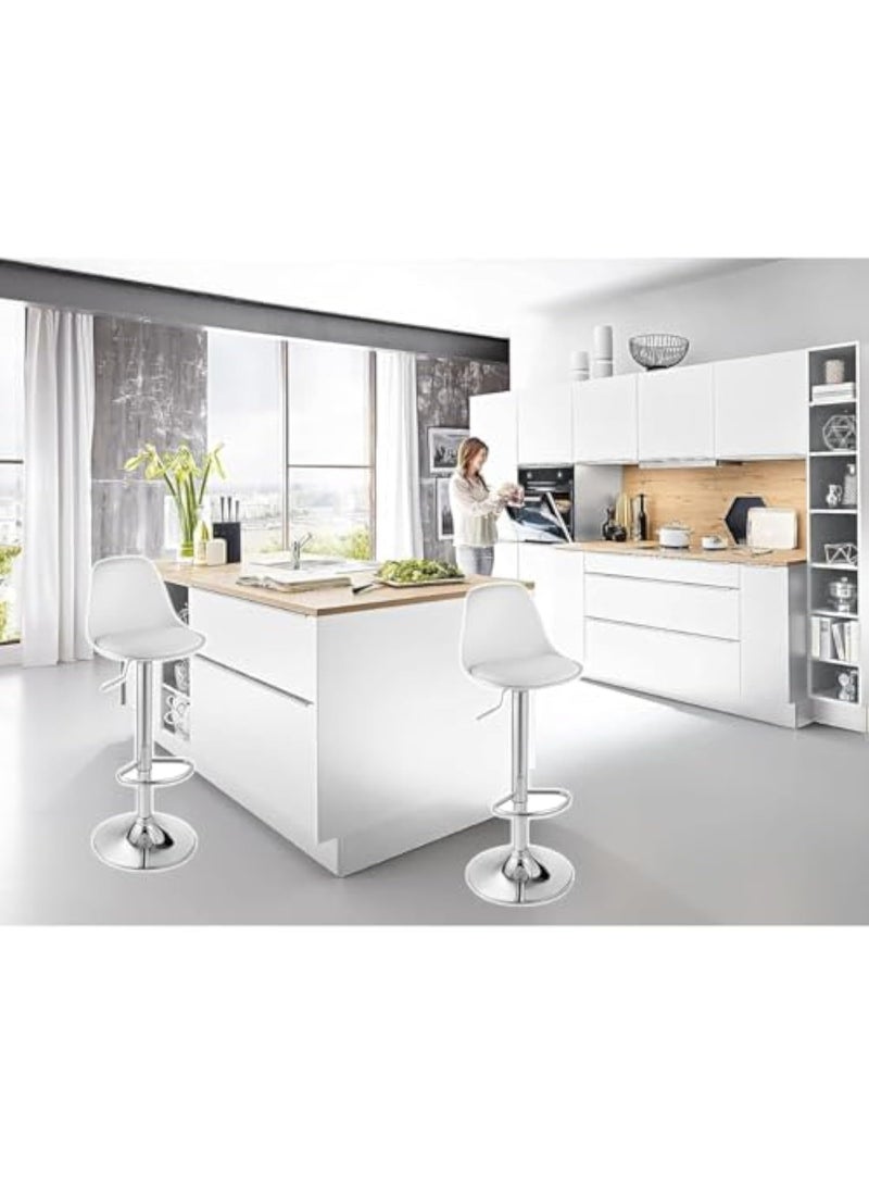 ميبل لديكور المنزل Maple Home Decoration Swivel High Chair Bar Stool Adjustable Up Down Stainless Steel Base Office Restaurant Furniture (White 2 Pcs)  - Image 2