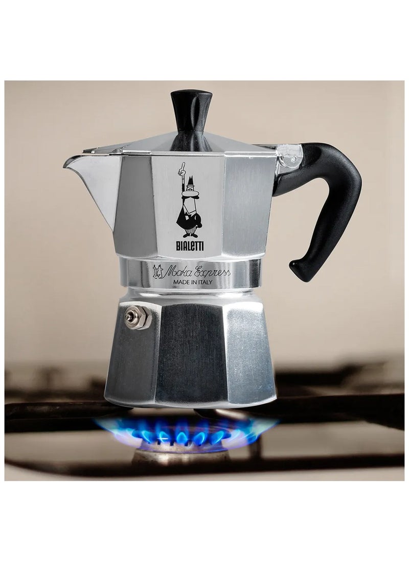 BIALeTTI Moka Express Stove Top Espresso Maker, Makes Real Italian Coffee, Moka Pot 6 Cups, Silver  - Image 2
