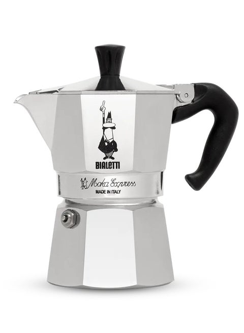 Moka Express Stove Top Espresso Maker, Makes Real Italian Coffee, Moka Pot 6 Cups, Silver