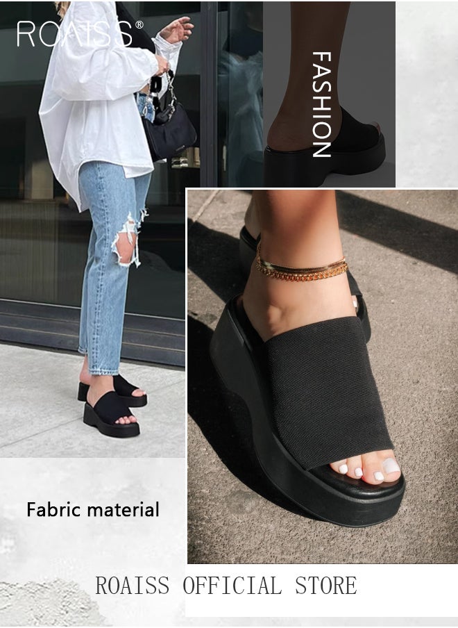 Casual Slip On Chunky Sandals for Women Round Toe Platform Slippers One Band Soft Knit Outer Sandal Height Increasing Shoes - pzsku/Z5C55875D6F76E076C77CZ/45/1741577473/e70a5d9b-9137-4f61-938e-e5fb2df67b65