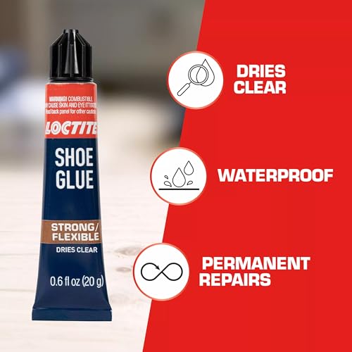Loctite Shoe Glue, Strong & Flexible Fabric Glue, Resistant to Water, Impact, & Vibrations, Dries Clear - 0.6 fl oz Bottle, 3 Pack - Image 4