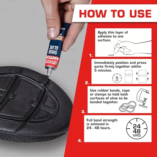 Loctite Shoe Glue, Strong & Flexible Fabric Glue, Resistant to Water, Impact, & Vibrations, Dries Clear - 0.6 fl oz Bottle, 3 Pack - Image 2