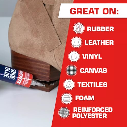 Loctite Shoe Glue, Strong & Flexible Fabric Glue, Resistant to Water, Impact, & Vibrations, Dries Clear - 0.6 fl oz Bottle, 3 Pack - Image 3