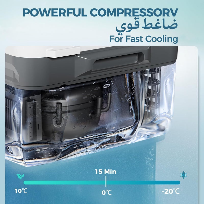 EUHOMY 10L Portable Car Refrigerator, -20°C to 20°C, 12V Camping Fridge 12/24V DC 110-240V AC, 45W Car Freezer Electric Cooler with Hidden Handle ثلاجة سيارة for Camping/Travel/Home/Truck/vehicle - Image 2