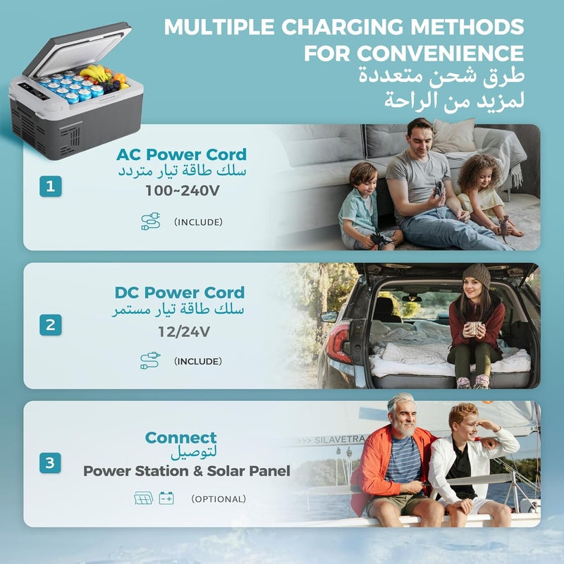 EUHOMY 10L Portable Car Refrigerator, -20°C to 20°C, 12V Camping Fridge 12/24V DC 110-240V AC, 45W Car Freezer Electric Cooler with Hidden Handle ثلاجة سيارة for Camping/Travel/Home/Truck/vehicle - Image 5