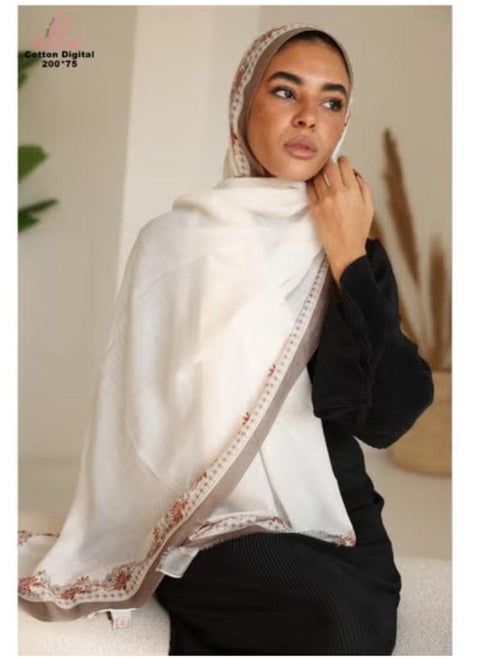 Luxury Veil Cotton Islamic Hijab for Women for Occasions and Regular Days - Size (200cm x 75cm)