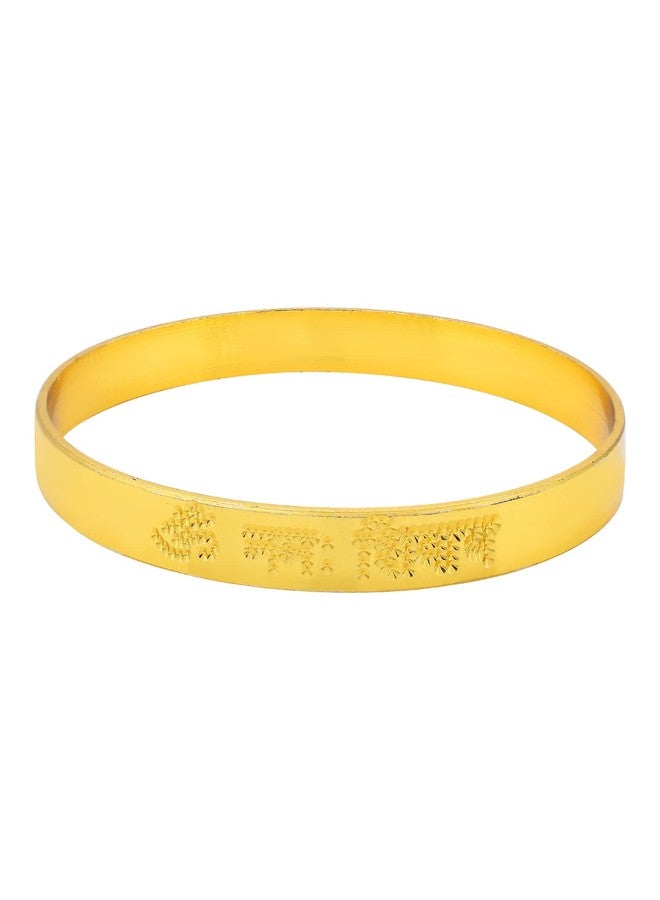 morir Brass Gold Plated Om Namah Shivay Embossed Designer Kada Wrist Bracelet Jewelry For Men & Women - Image 2