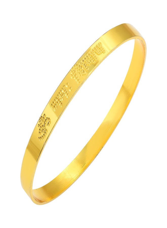 morir Brass Gold Plated Om Namah Shivay Embossed Designer Kada Wrist Bracelet Jewelry For Men & Women - Image 1