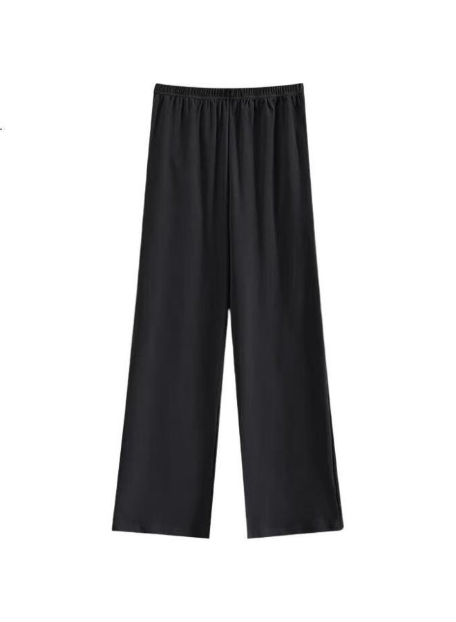 Liberal Men'S Loose-Fit Cotton Sleep Pants For Spring And Autumn, Antibacterial, Wide-Leg, Plus Size, Youthful, Casual, Straight-Leg, Black Home Pants - Image 2