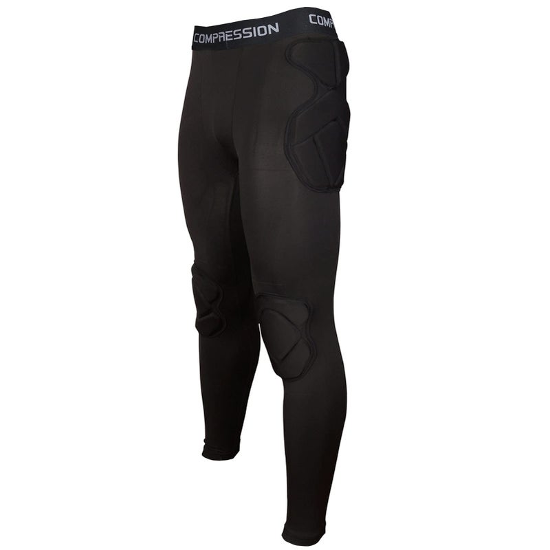 Jellybro Mens Padded Compression Pants Football Girdles Athletic Leggings for Soccer Basketball Paintball Hockeyï¼ˆBlack,L