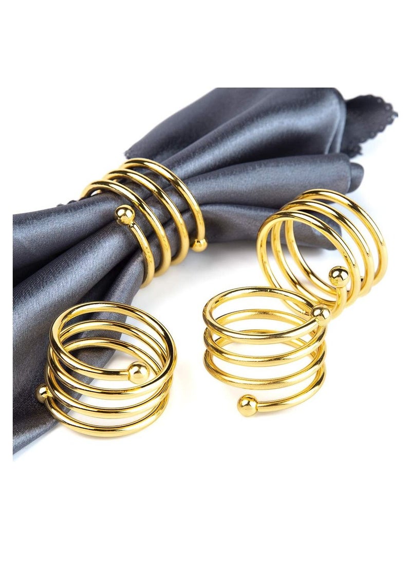 RARELY 6 Piece Gold Round Holders Napkin Rings Buckles  - Image 1